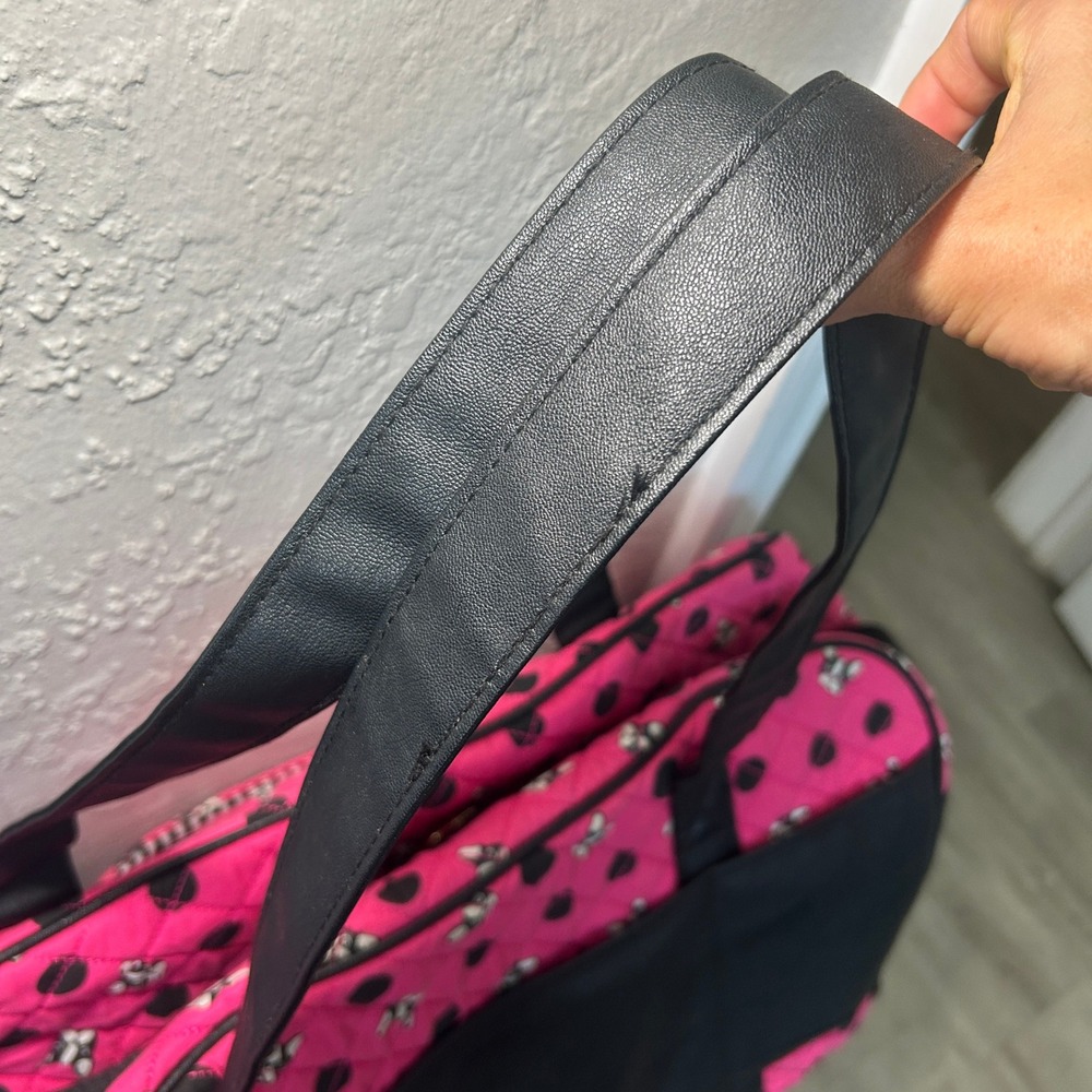Betsey Johnson Pink French Bulldog Polka Dot Quilted Duffel Bag Weekend Travel - Picture 8 of 14